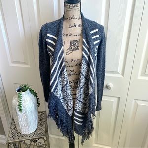 ~ Aztec fringe boho waterfall cardigan sweater